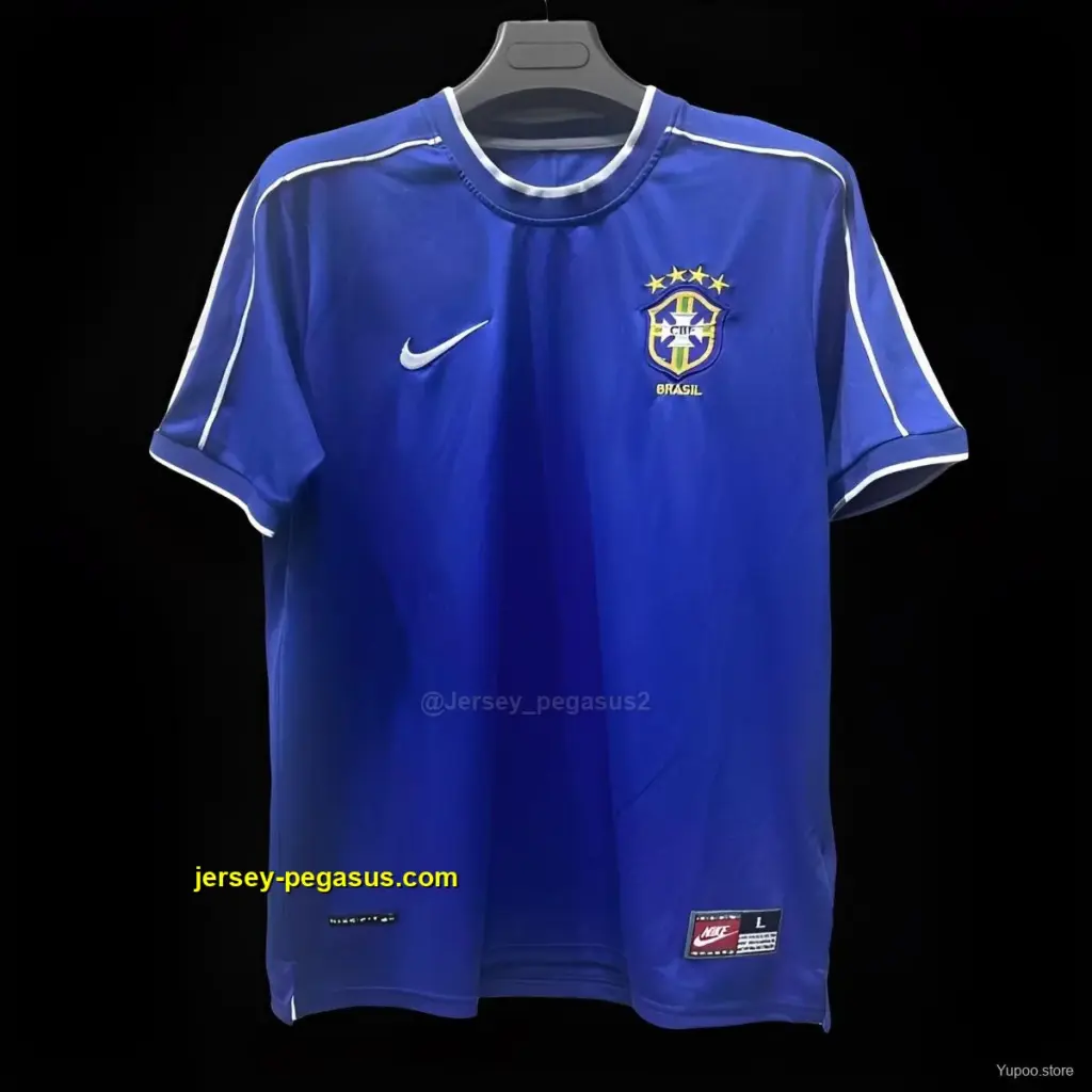 Retro 1998 Brazil Away Blue Jersey