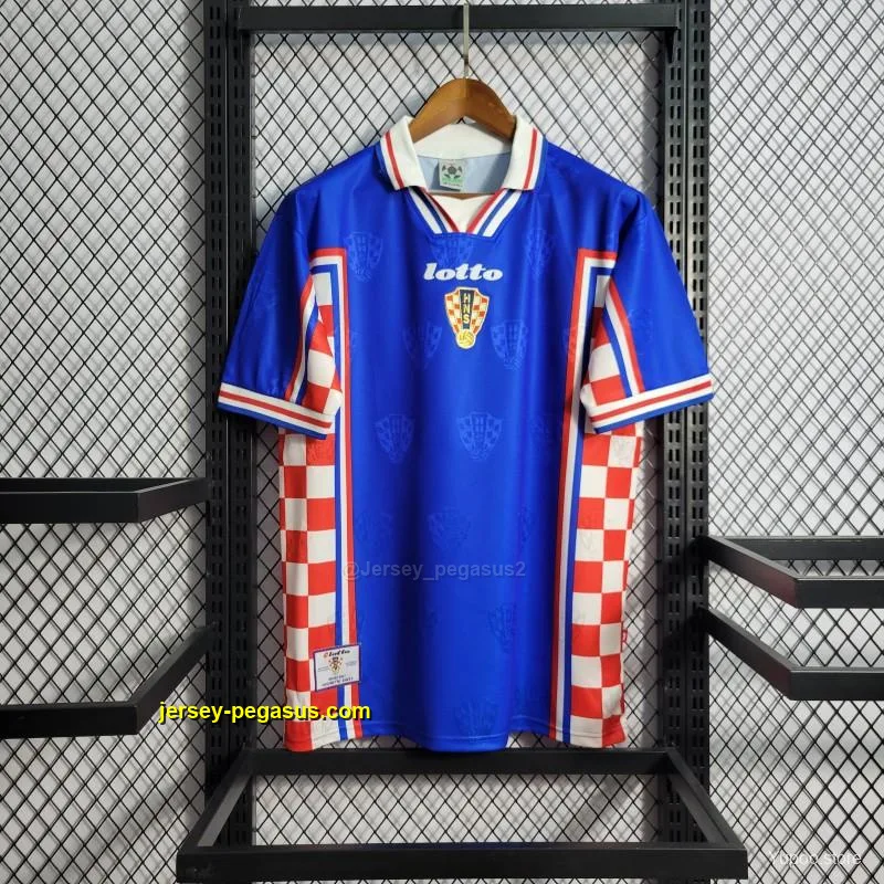 Retro 1998 Croatia Away Blue Jersey Retro 1998 Croatia Away Blue Jersey