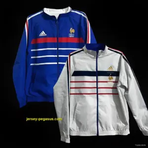 Retro 1998 France BlueWhite Reversible Full Zipper Jacket
