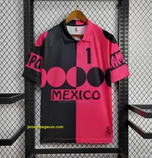 Retro 1998 Mexico CAMPOS 1 Home Black Pink Jersey