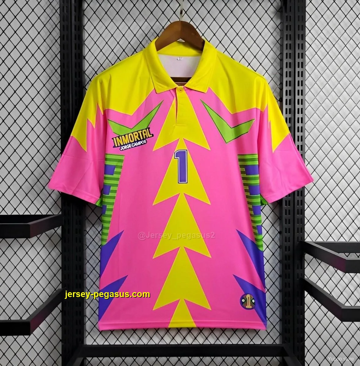 Retro 1998 Mexico Goalkeeper CAMPOS 1 WORLD CUP CAMPOS 1 Home Pink Jersey Retro 1998 Mexico Goalkeeper CAMPOS 1 WORLD CUP CAMPOS 1 Home Pink Jersey