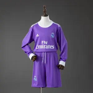 Real Madrid Away Retro Long Sleeve Kids Kit Jersey