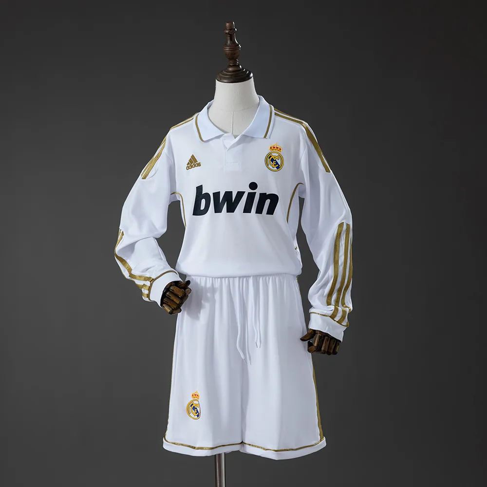Real Madrid Home Retro Long-Sleeve Kids Kit Jersey Real Madrid Home Retro Long-Sleeve Kids Kit Jersey