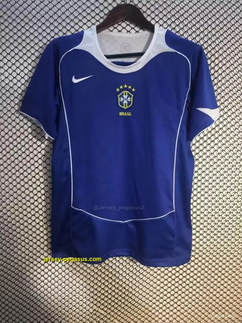 Retro 2004 Brazil Away Blue Jersey Retro 2004 Brazil Away Blue Jersey