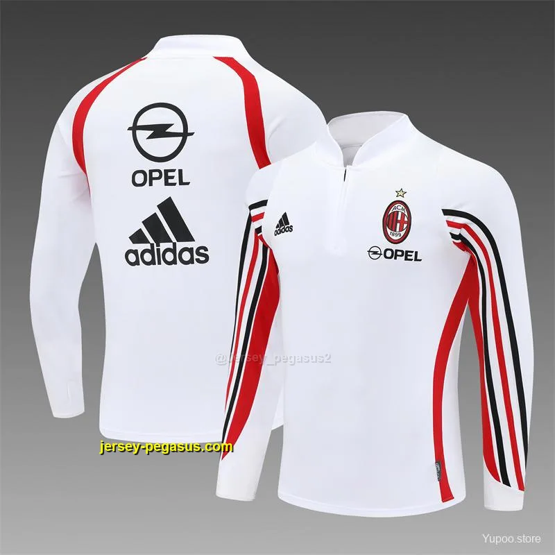 Retro AC Milan White Half Zipper Jacket Retro AC Milan White Half Zipper Jacket
