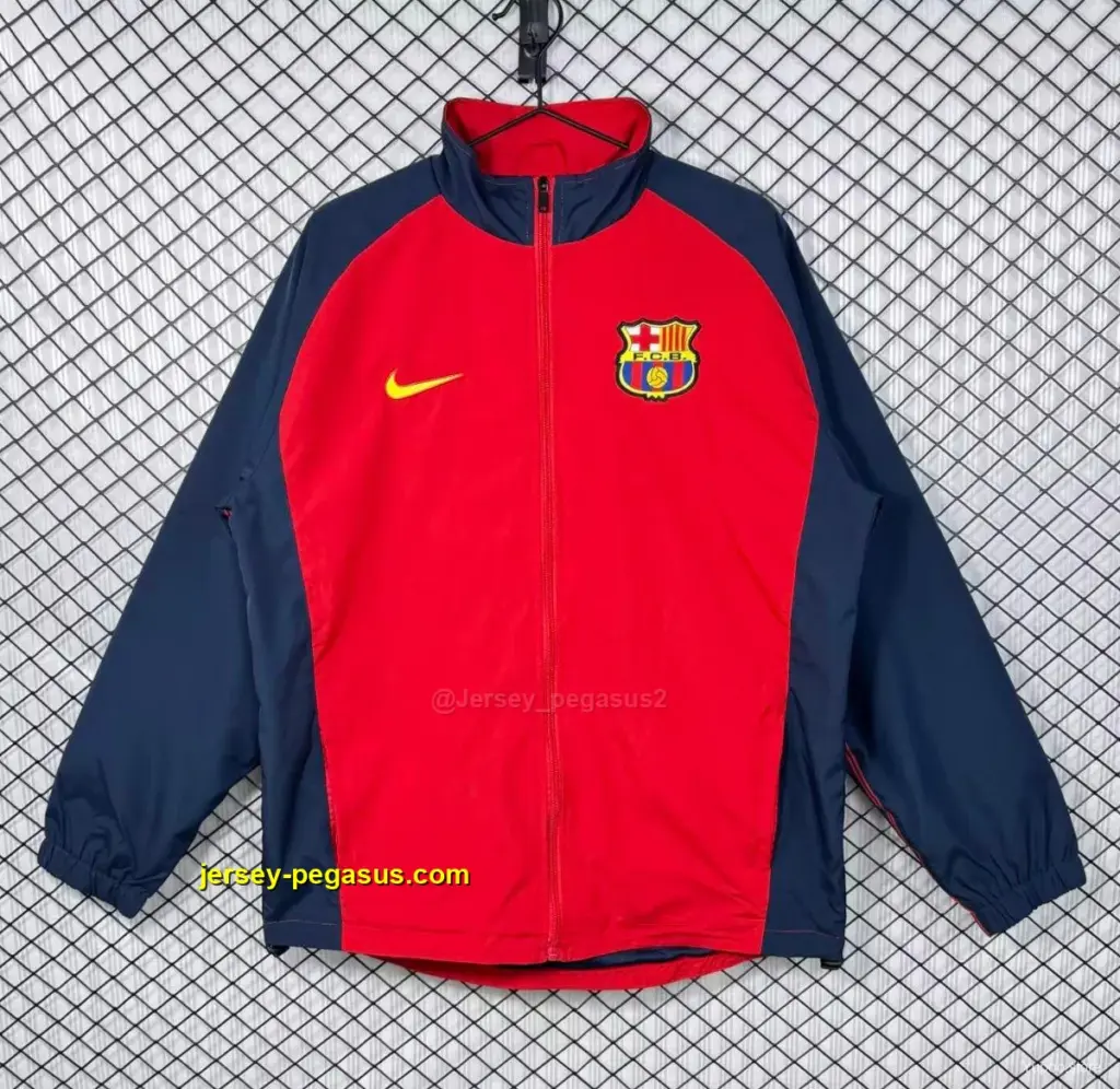 Retro Barcelona Home Red Full Zipper Windbreaker