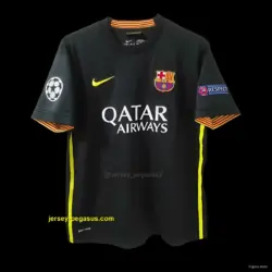 Retro Barcelona Third Black Jersey With UCL Patches