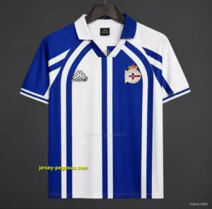 Retro Deportivo La Coruña Blue & White Stripe Home Jersey