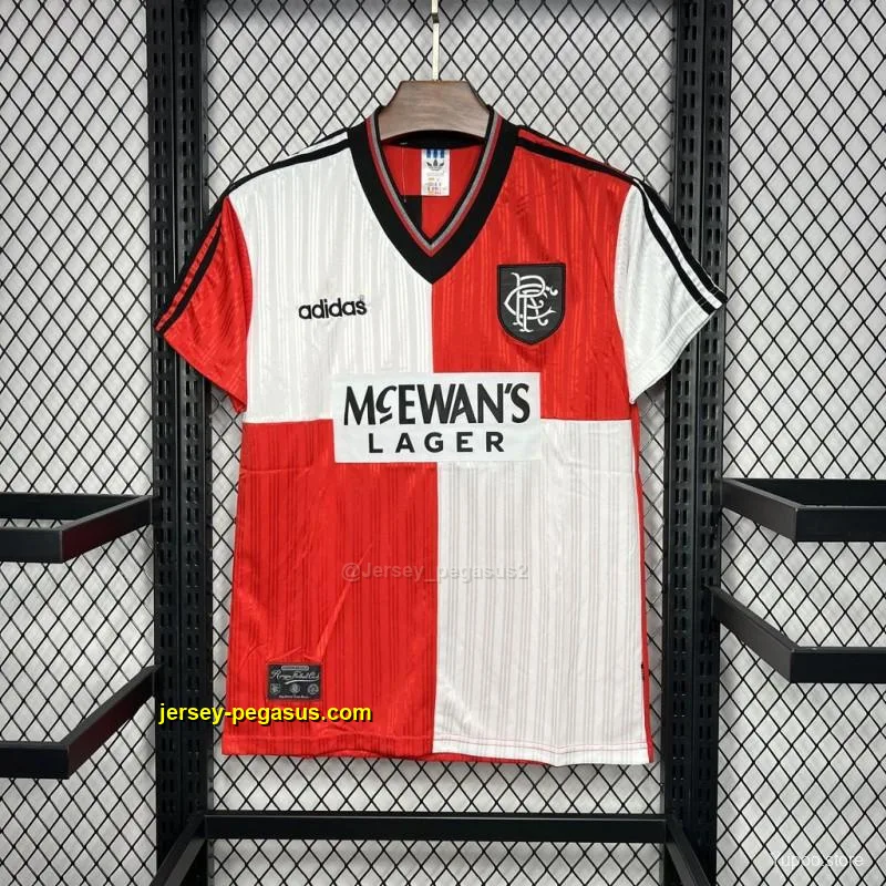 Retro Glasgow Rangers Away WhiteRed Jersey Retro Glasgow Rangers Away WhiteRed Jersey