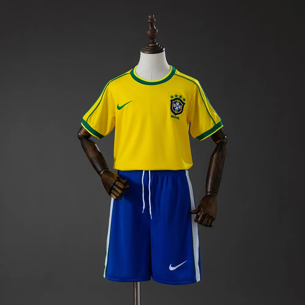 Brazil 1998 Home Retro Kids Kit Jersey Brazil 1998 Home Retro Kids Kit Jersey