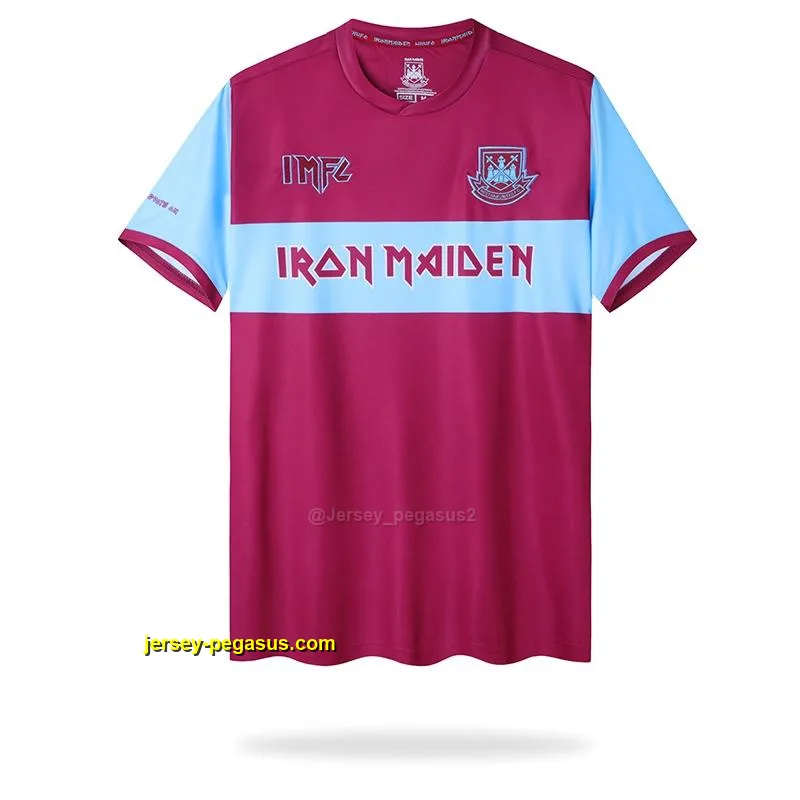 Retro Iron Maiden X West Ham WineBlue Jersey With Number 11 Retro Iron Maiden X West Ham WineBlue Jersey With Number 11