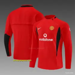 Retro Manchester United Red Half Zipper Jacket