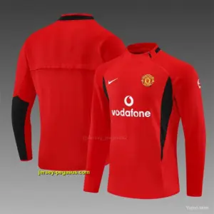 Retro Manchester United Red Half Zipper Jacket