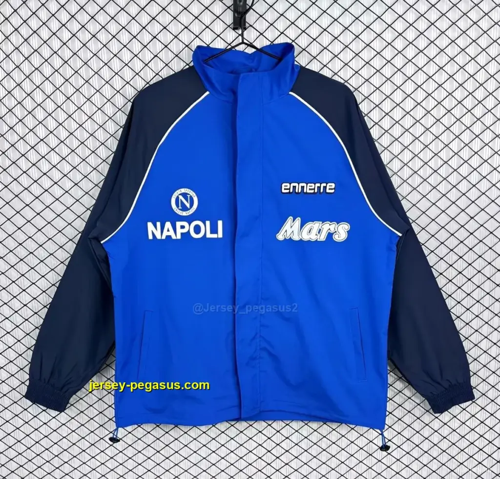 Retro Napoli BlueBlack Full Zipper Windbreaker