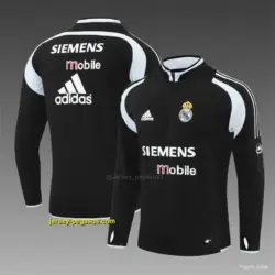 Retro Real Madrid Black Half Zipper Jacket
