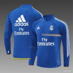 Retro Real Madrid Color Blue Half Zipper Jacket