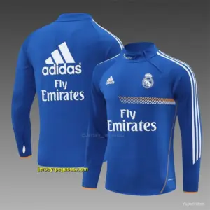 Retro Real Madrid Color Blue Half Zipper Jacket