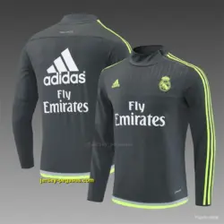 Retro Real Madrid Dark Grey Half Zipper Jacket