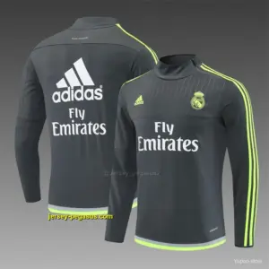 Retro Real Madrid Dark Grey Half Zipper Jacket
