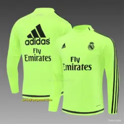 Retro Real Madrid Fluorescent Green Half Zipper Jacket