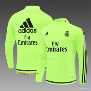 Retro Real Madrid Fluorescent Green Half Zipper Jacket