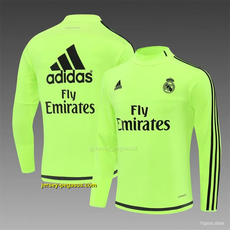 Retro Real Madrid Fluorescent Green Half Zipper Jacket Retro Real Madrid Fluorescent Green Half Zipper Jacket