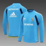 Retro Real Madrid Light Blue Half Zipper Jacket