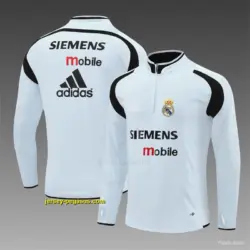 Retro Real Madrid Light Grey Half Zipper Jacket