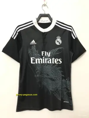 Retro Real Madrid Third Dragon Black Soccer Jersey