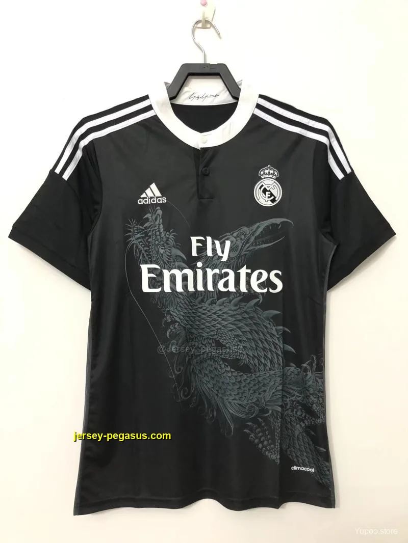 Retro Real Madrid Third Dragon Black Soccer Jersey Retro Real Madrid Third Dragon Black Soccer Jersey