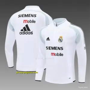 Retro Real Madrid White Half Zipper Jacket