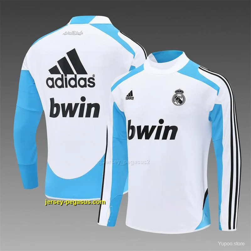 Retro Real Madrid WhiteBlue Half Zipper Jacket Retro Real Madrid WhiteBlue Half Zipper Jacket