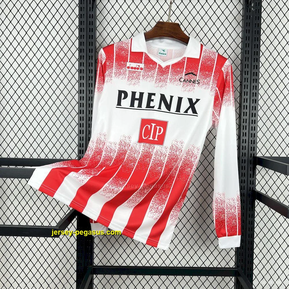 19 Retro AS Cannes Home Long Sleeves Jersey 19 Retro AS Cannes Home Long Sleeves Jersey