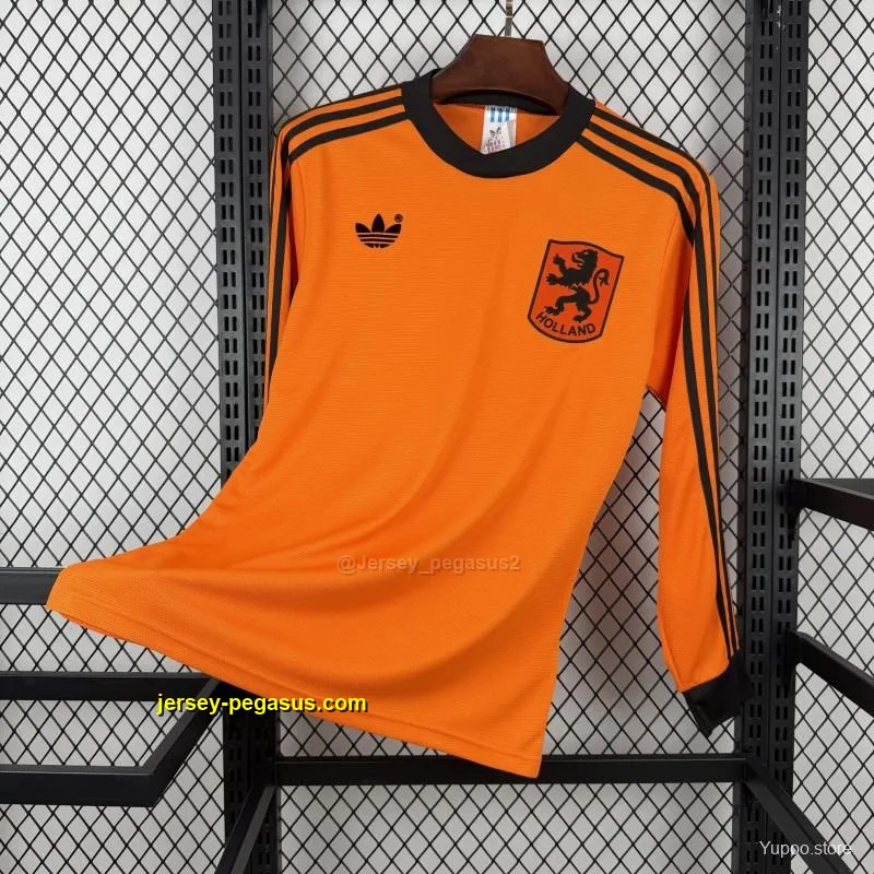 1980 Retro Netherlands Home Long Sleeve Jersey 1980 Retro Netherlands Home Long Sleeve Jersey