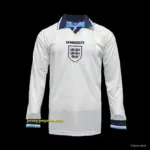 Long Sleeve Retro 1996 England Home Soccer Jersey