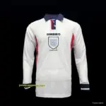 Long Sleeve Retro 1998 England Home Soccer Jersey