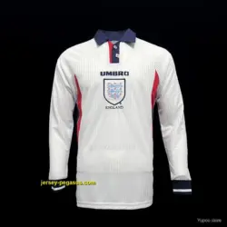 Long Sleeve Retro 1998 England Home Soccer Jersey
