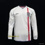 Long Sleeve Retro 2002 England Home Soccer Jersey