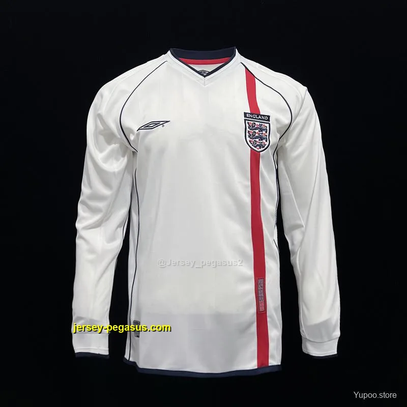 Long Sleeve Retro 2002 England Home Soccer Jersey Long Sleeve Retro 2002 England Home Soccer Jersey