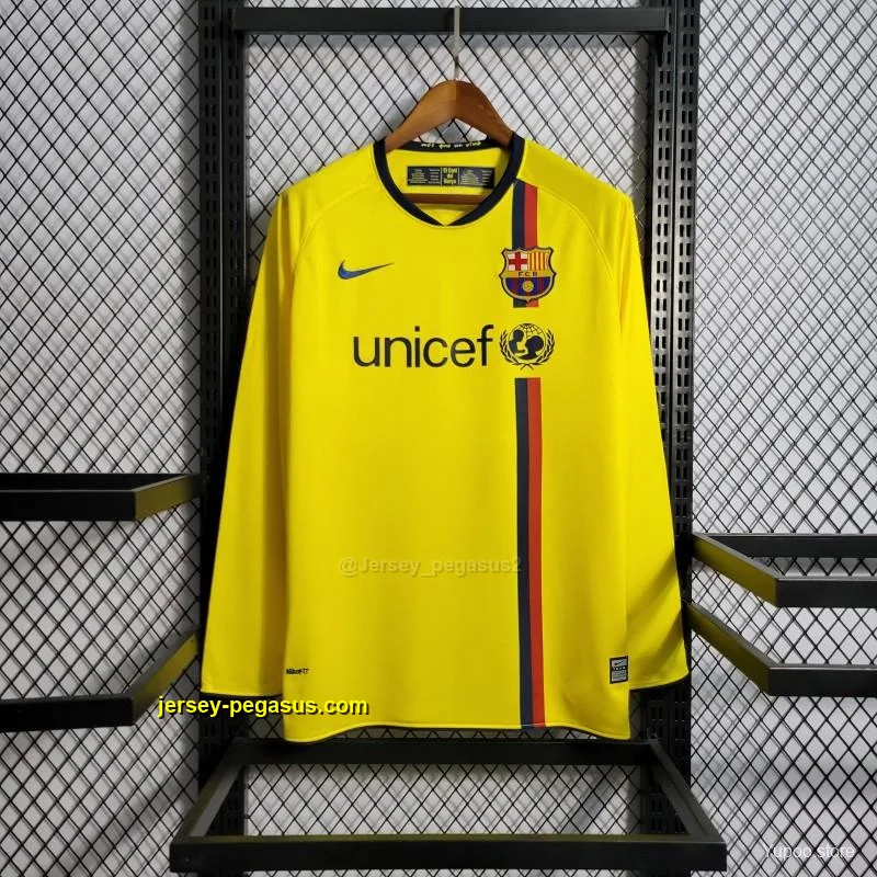 Long Sleeve Retro Barcelona Away Yellow Jersey Long Sleeve Retro Barcelona Away Yellow Jersey