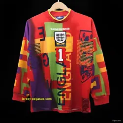 Retro 1996 England Red Goalkeeper Long Sleeve Jersey