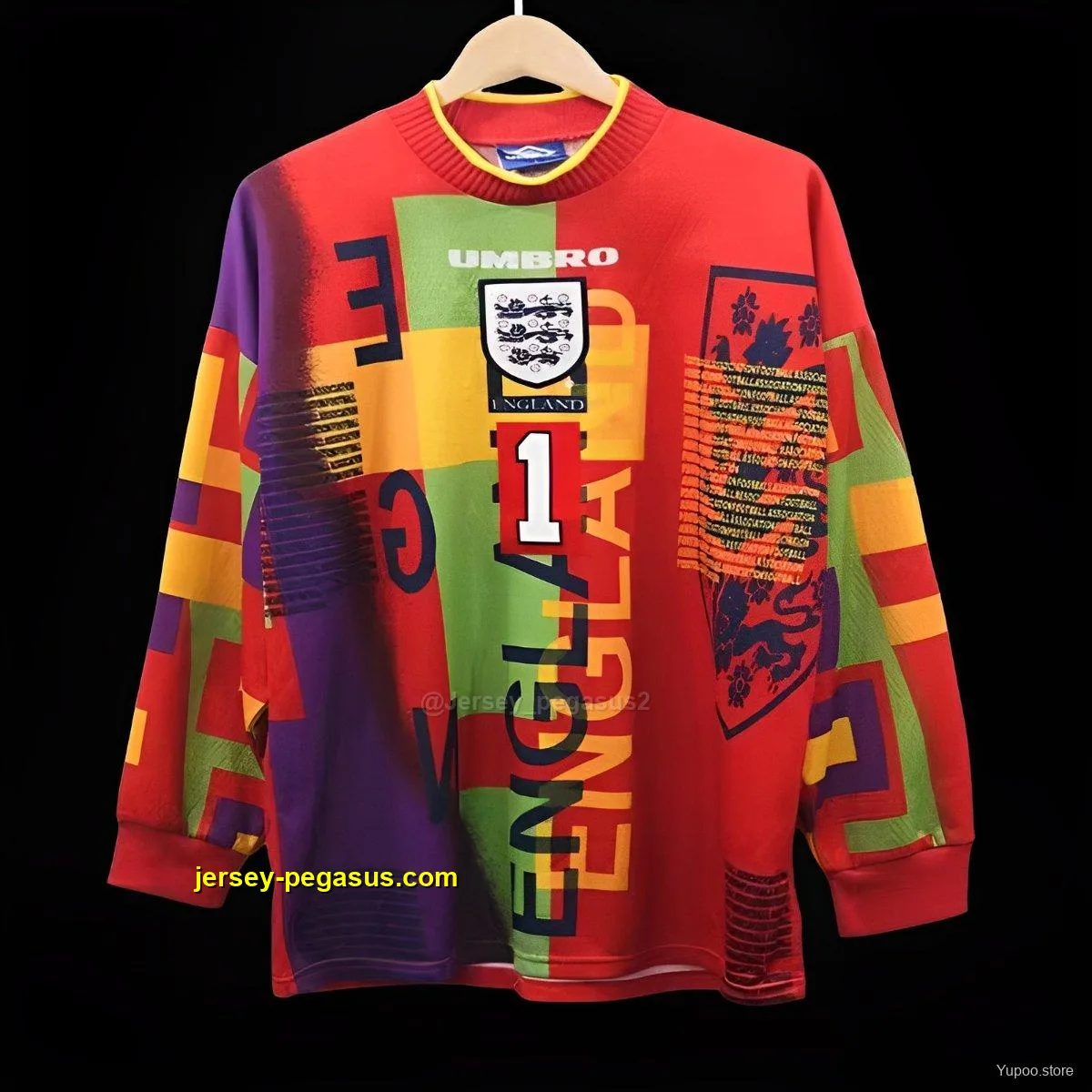 Retro 1996 England Red Goalkeeper Long Sleeve Jersey Retro 1996 England Red Goalkeeper Long Sleeve Jersey