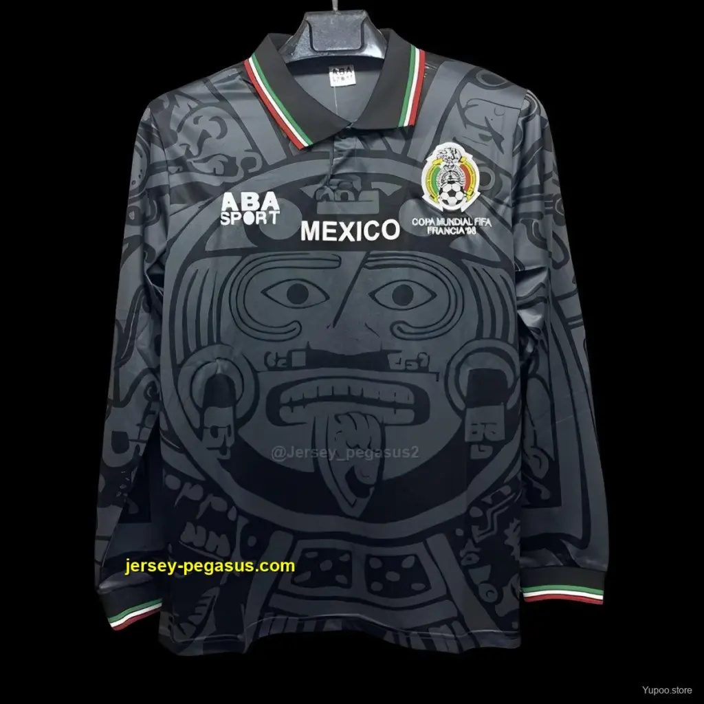 Retro 1998 Mexico Third Black Long Sleeve Jersey