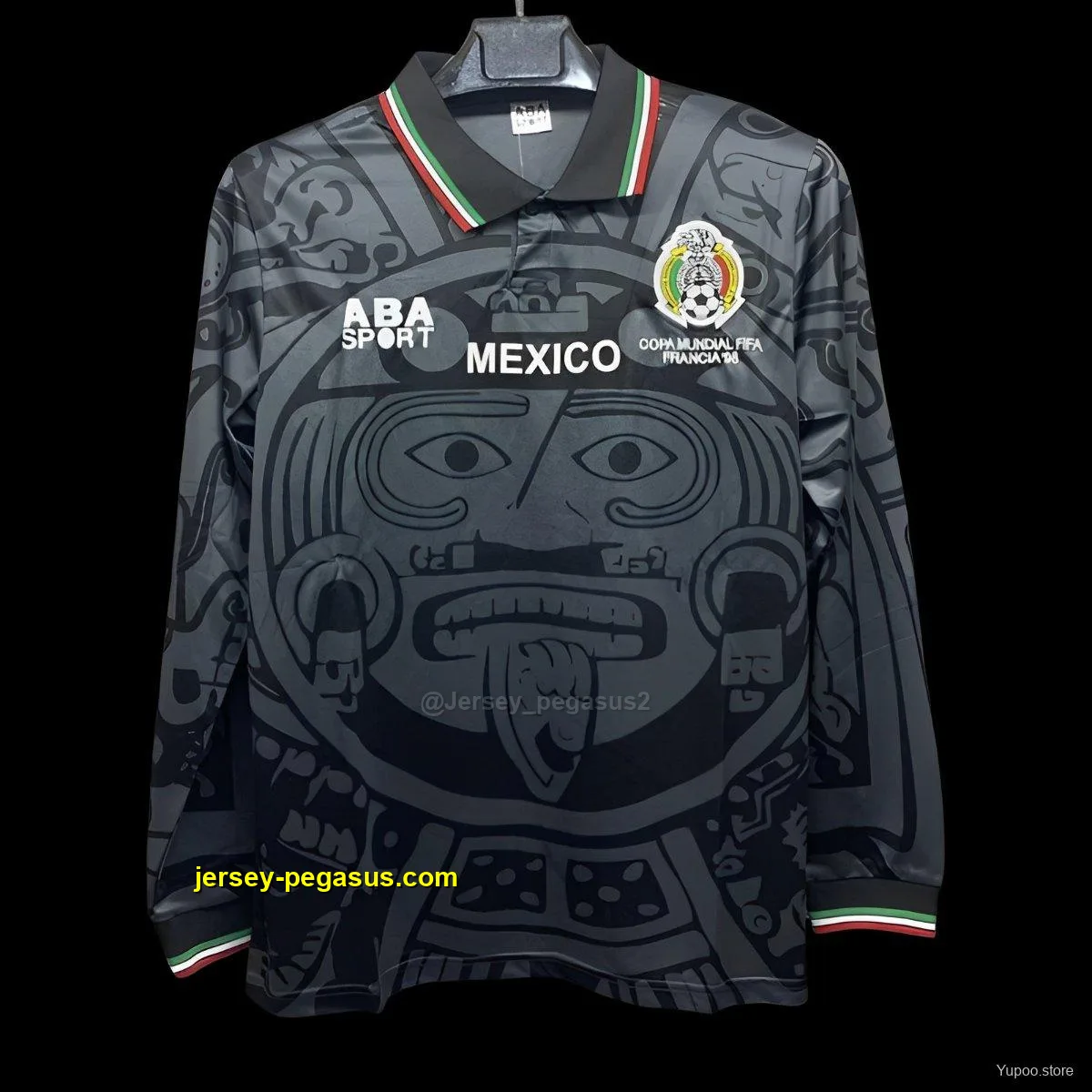 Retro 1998 Mexico Third Black Long Sleeve Jersey Retro 1998 Mexico Third Black Long Sleeve Jersey