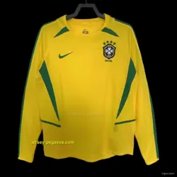 Retro 2002 Brazil Home Long Sleeve Jersey