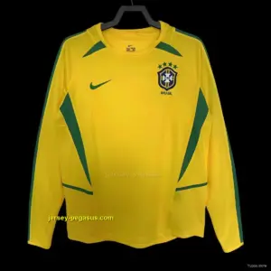 Retro 2002 Brazil Home Long Sleeve Jersey