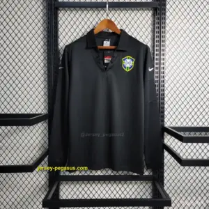 Retro 2004 Brazil Special Edition Black Long Sleeve Jersey