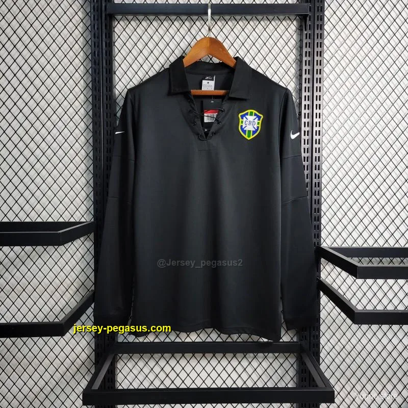 Retro 2004 Brazil Special Edition Black Long Sleeve Jersey Retro 2004 Brazil Special Edition Black Long Sleeve Jersey
