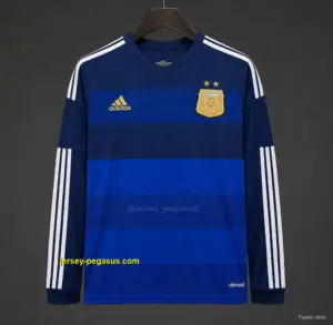 Retro 2014 Argentina Home Long Sleeve Soccer Jersey