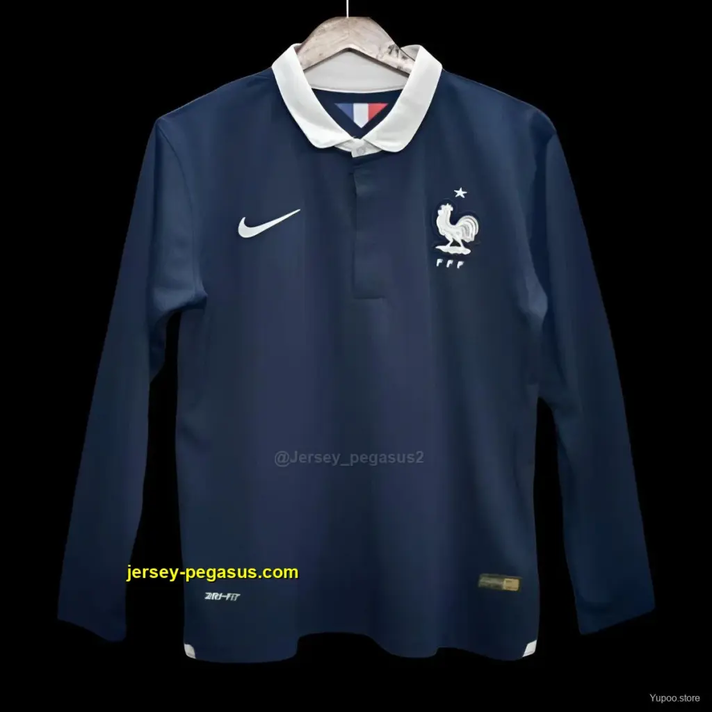Retro 2014 France Home Long Sleeve Jersey